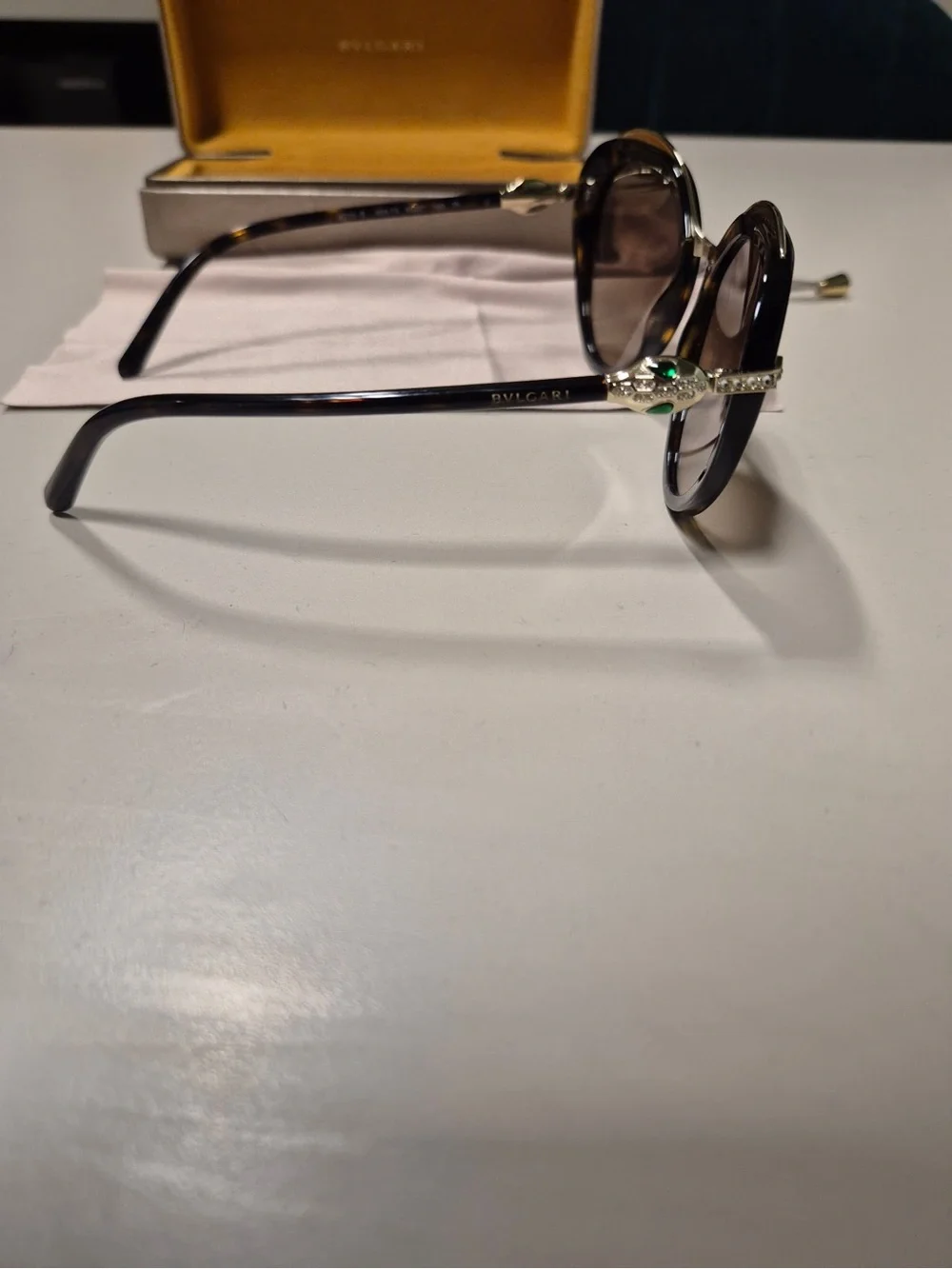 Bulgari Tortoiseshell Round Sunglasses with Brown Gradient Lenses
